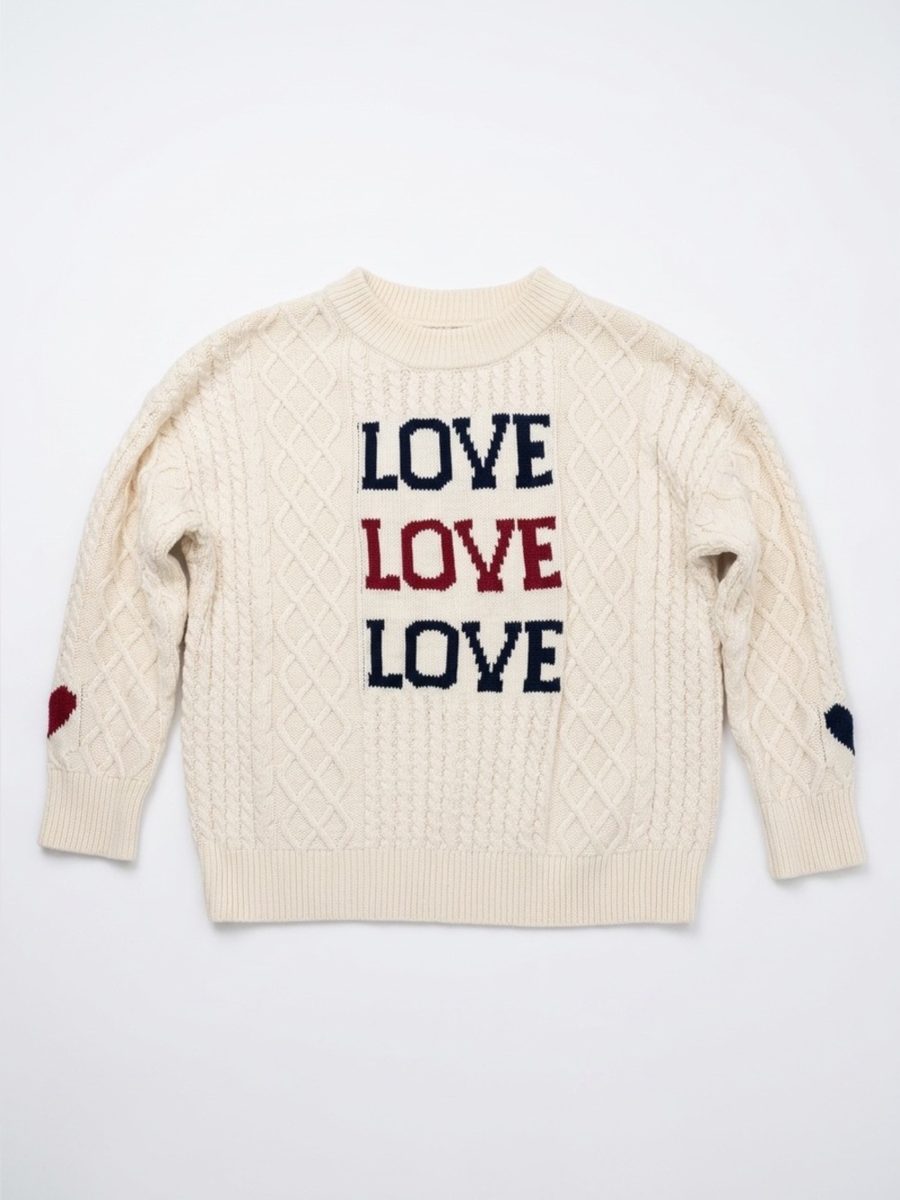Altered State Cream Cable Knit 'Love' Sweater -